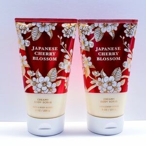 Bath & Body Works JAPANESE CHERRY BLOSSOM Creamy Body Scrub, 8 oz (2 pack)
